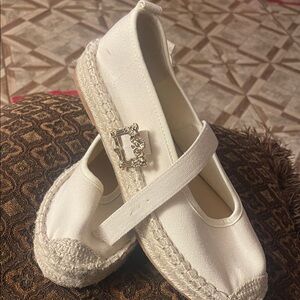 Elegant White Espadrille Flats